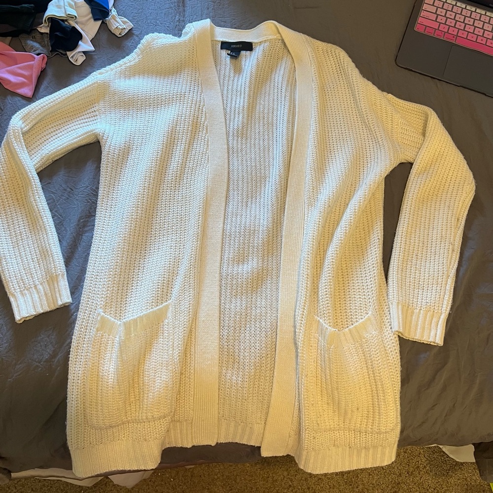 Forever 21 Cream Knit Cardigan Sweater